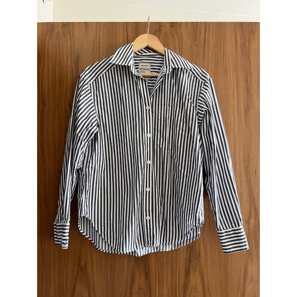 Zadig & Voltaire Striped Button Down Graffiti Shirt Size Small